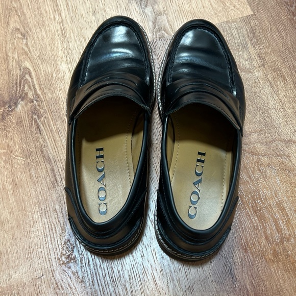 Coach Men's Leather Signature Penny Loafers Smooth Black Size 42/9 - Picture 6 of 11